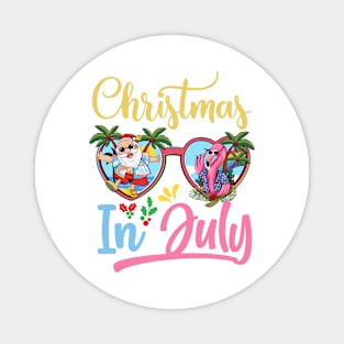 Christmas In July Sunglasses Santa Flamingo Summer Vacation Gift For men Women Magnet